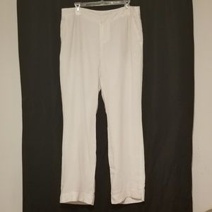 CYNTHIA ROWLEY white linen pants Sz 12